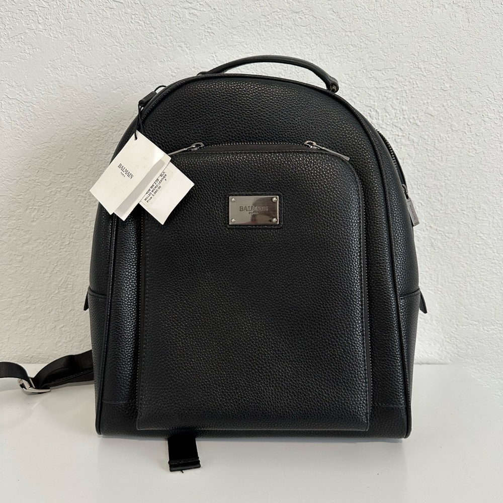 Balmain Black Leather backpack